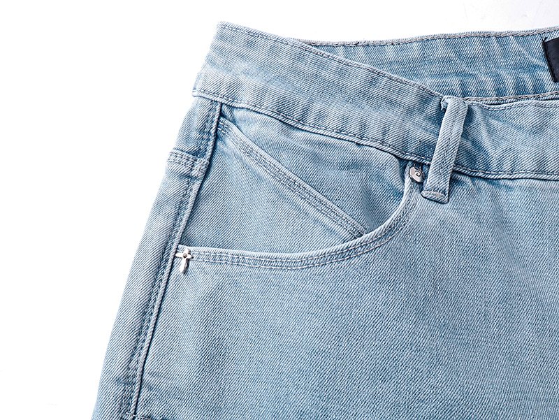 R+A Light Blue Washed Denim Jeans — detail