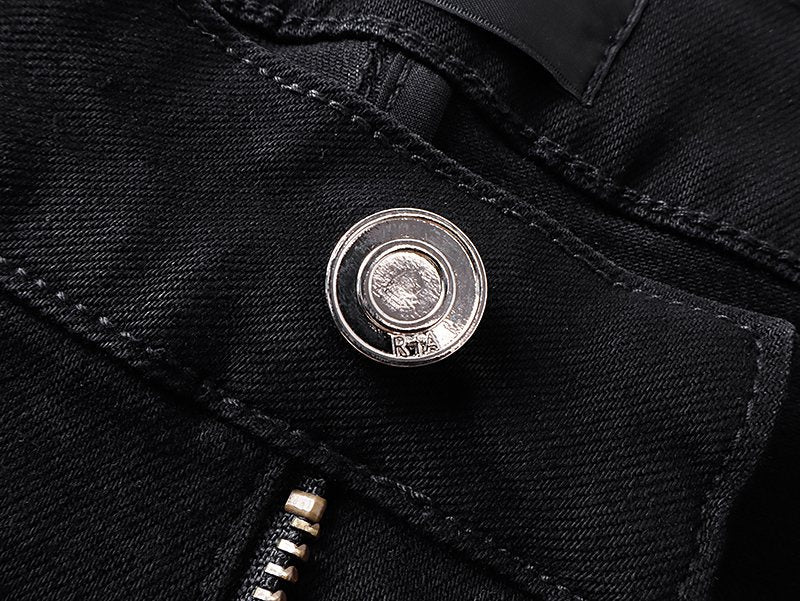 R+A Black Cross Graphic Jeans — detail