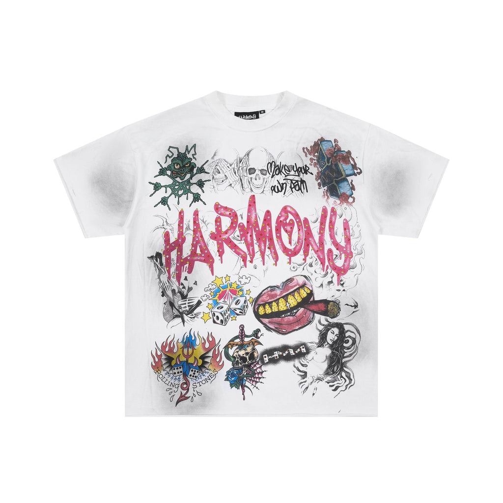 HARMONY Rhinestone-Style Graphic T-Shirt — back