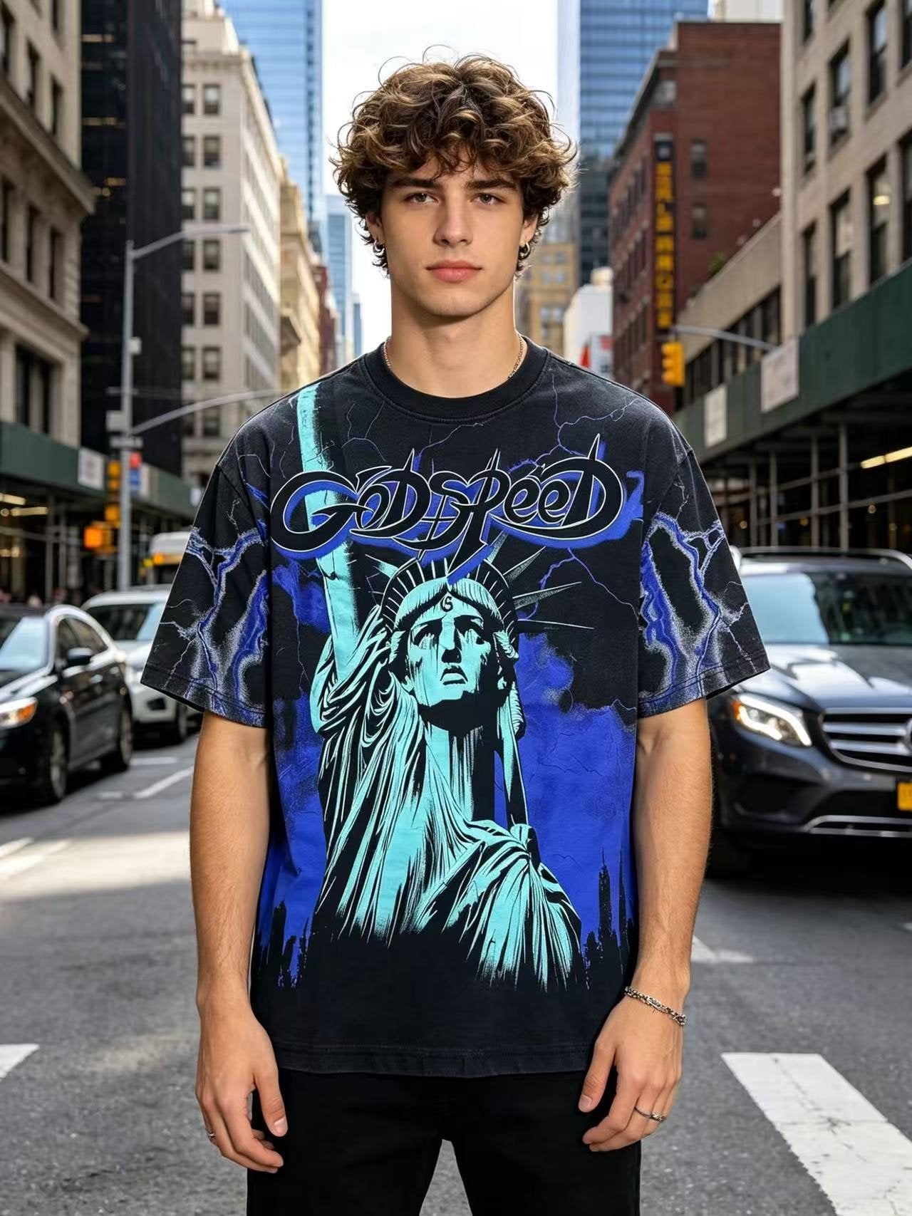 Godspeed Statue of Liberty Graphic T-Shirt — front