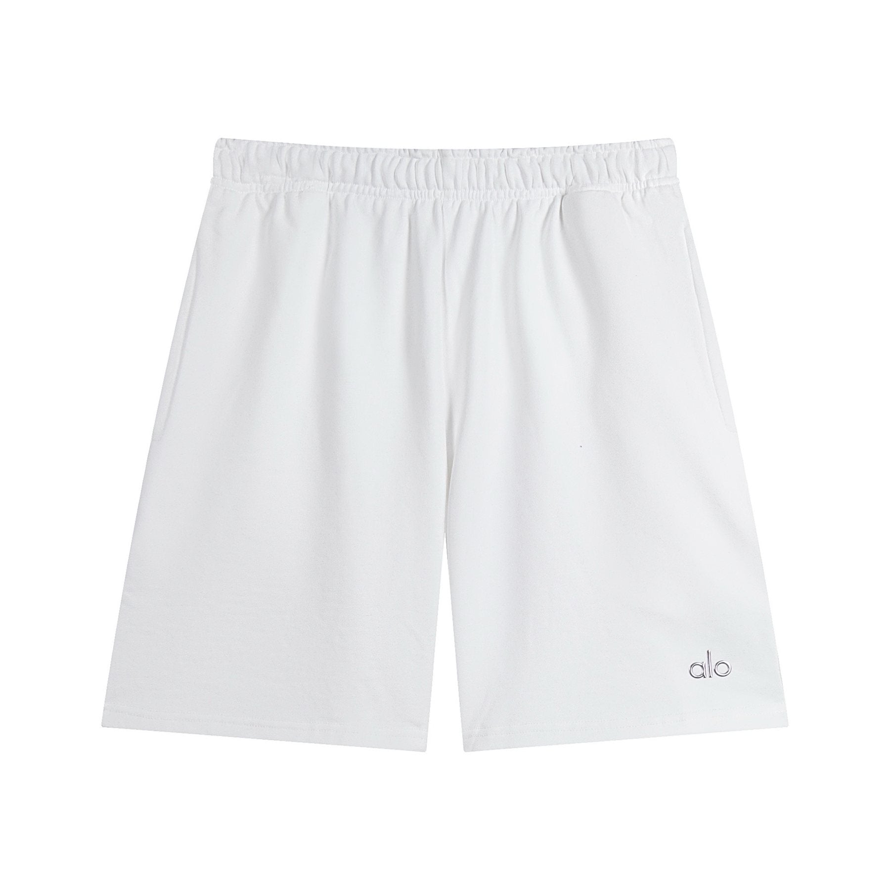 alo Elastic Waist Logo Detail Shorts — front