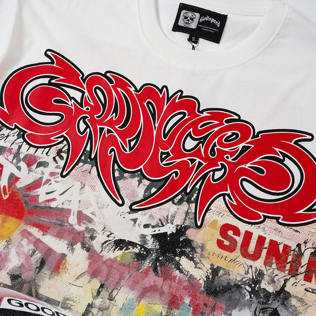 Godspeed Racing Graffiti Graphic T-Shirt - White — detail
