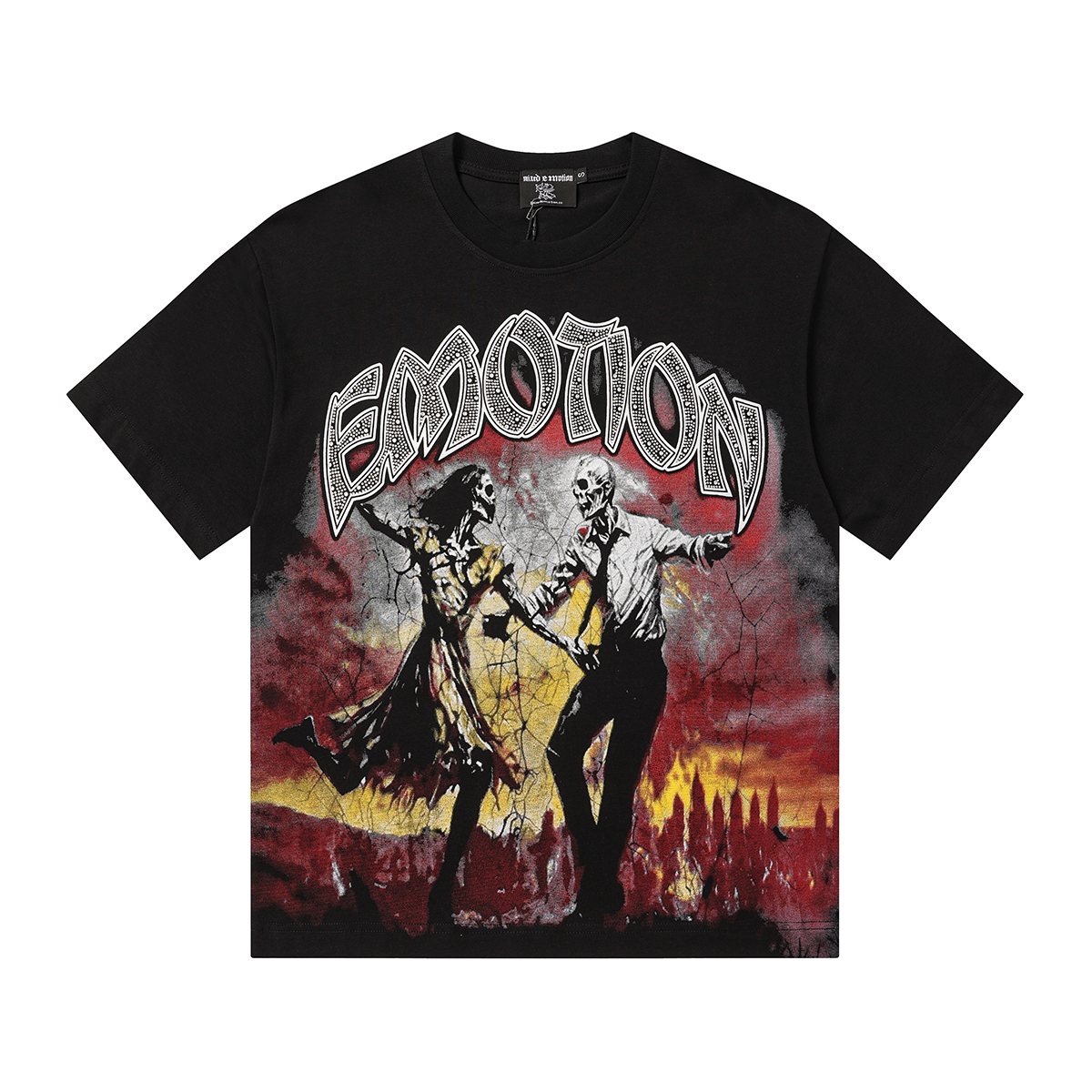 MIXED EMOTION Skeleton Graphic T-Shirt — front