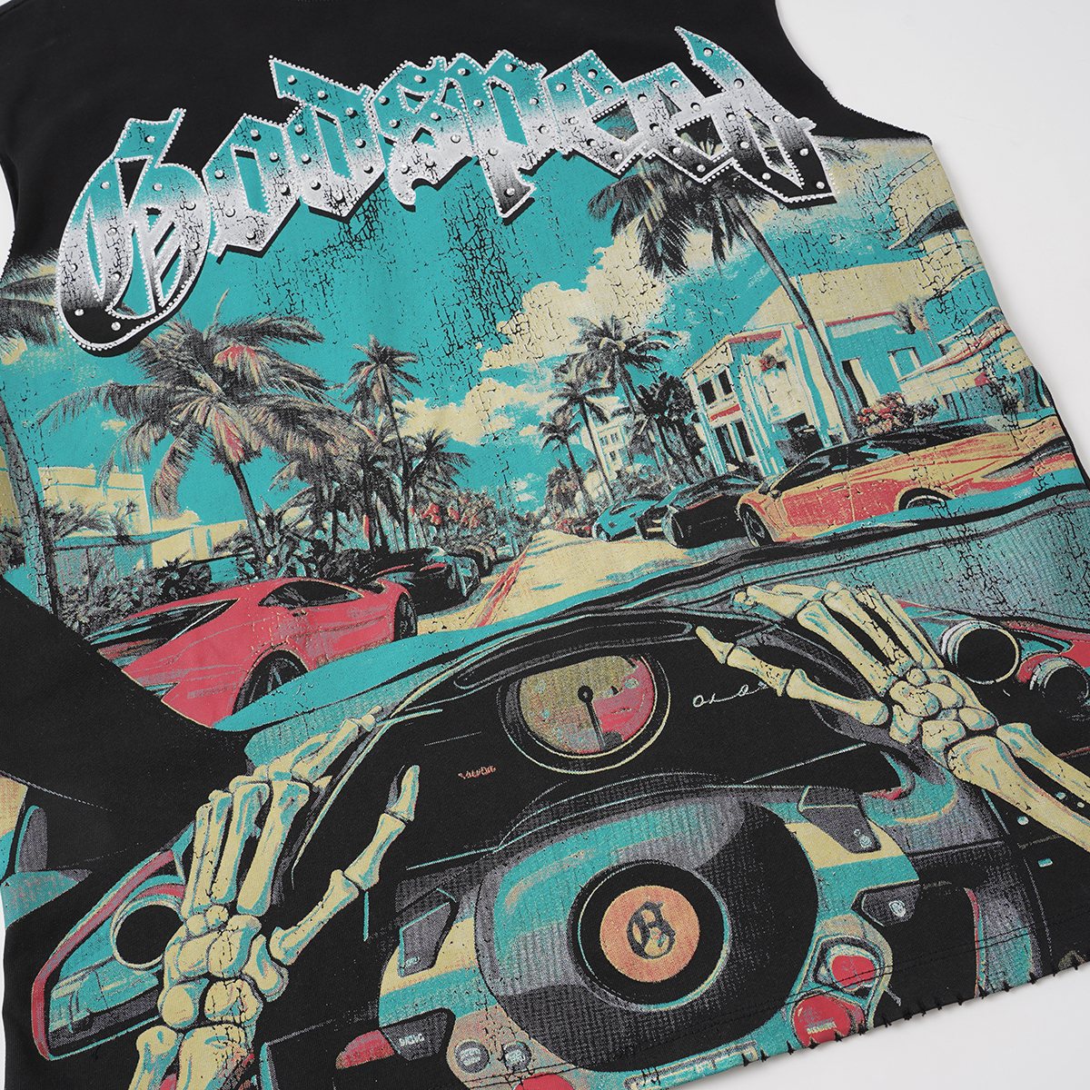 Godspeed Street Car Graphic Sleeveless T-Shirt — detail