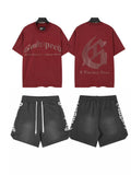 Godspeed Red Graphic T-Shirt & Black Shorts Set — front