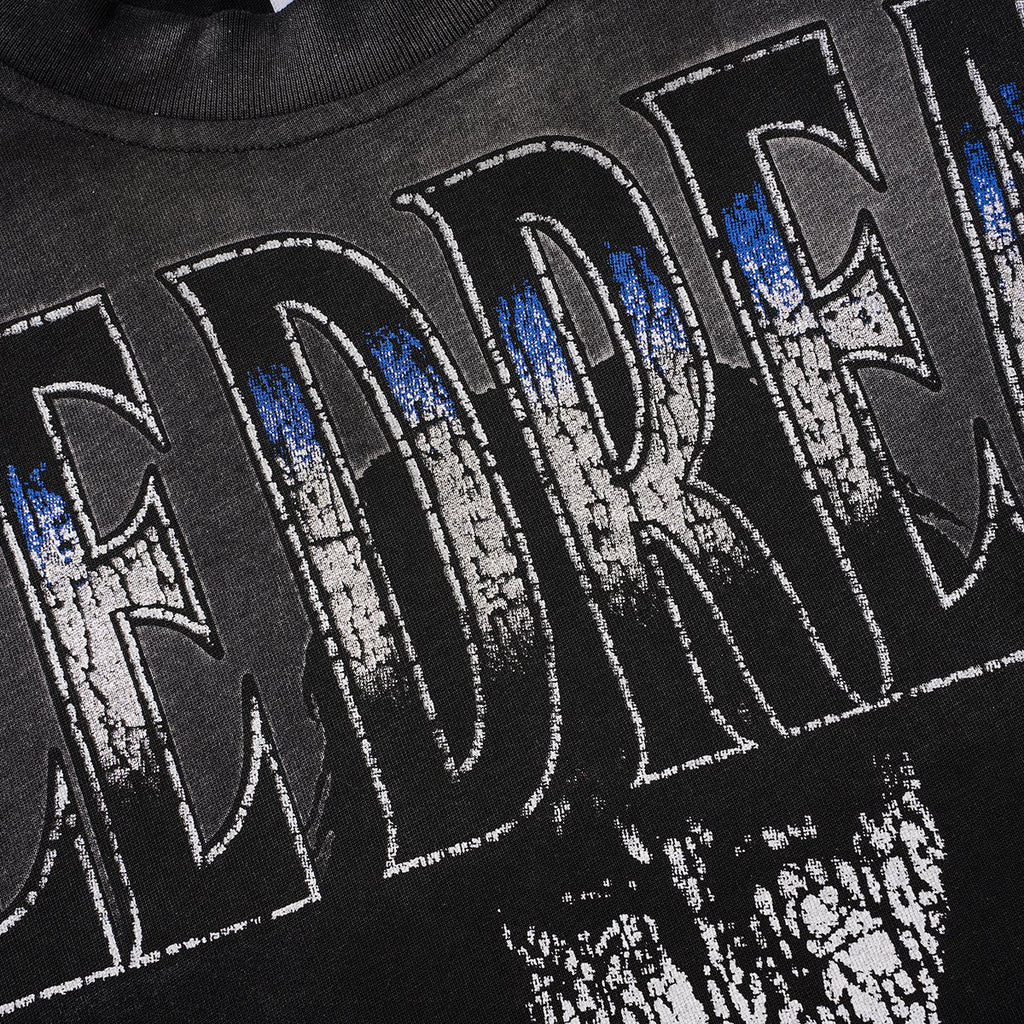 VALLEY Washed Black Graphic T-Shirt — fabric_closeup