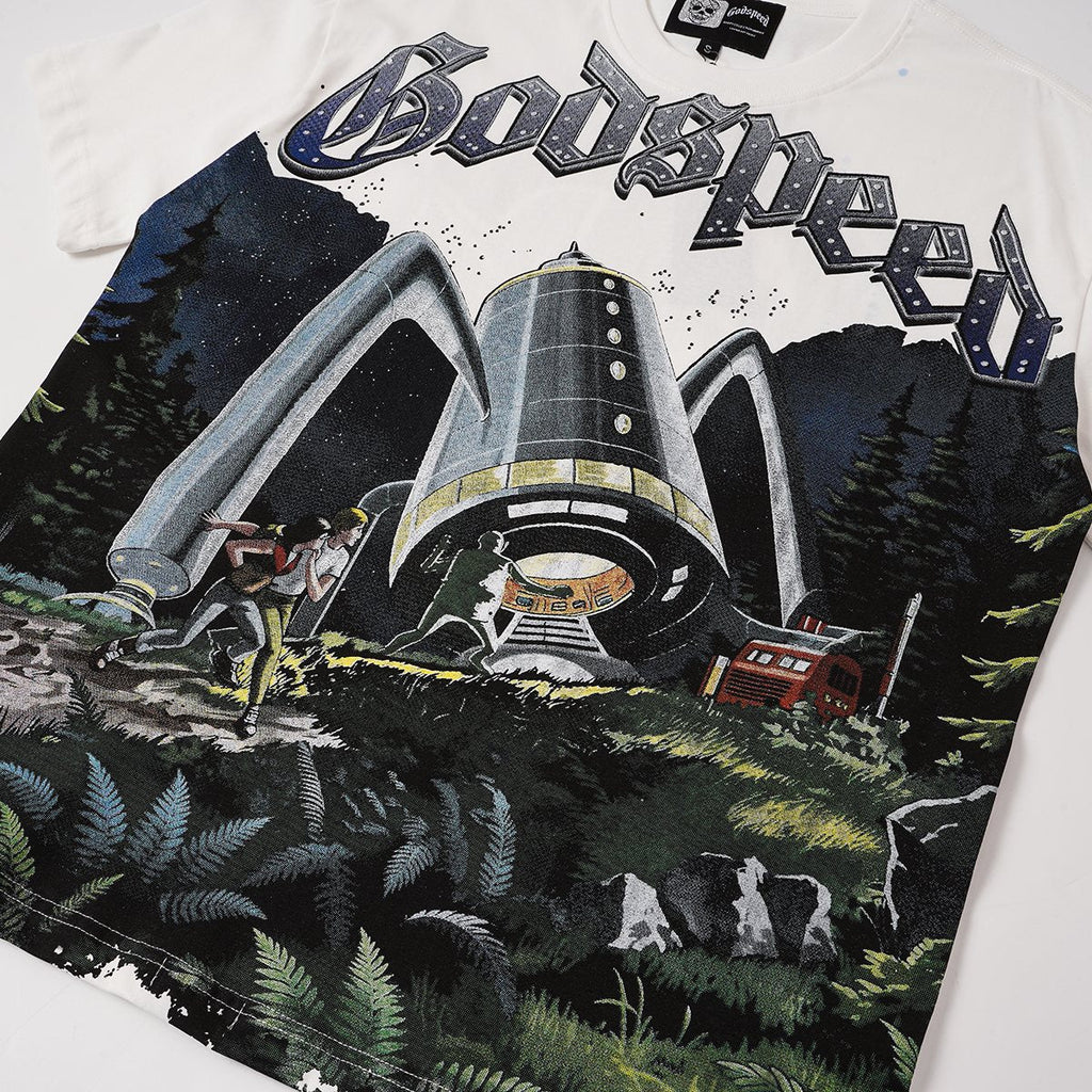 Godspeed Sci-Fi Landscape Graphic T-Shirt — detail