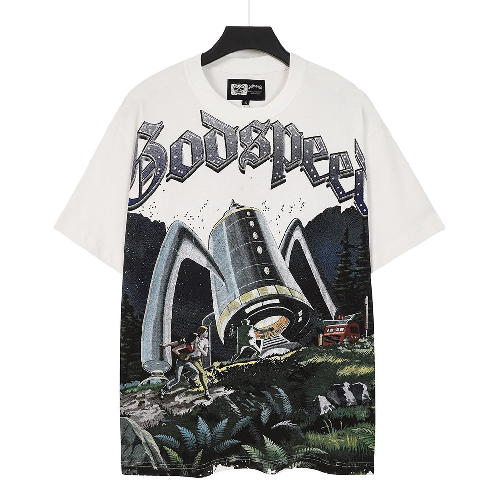 Godspeed Sci-Fi Landscape Graphic T-Shirt — front