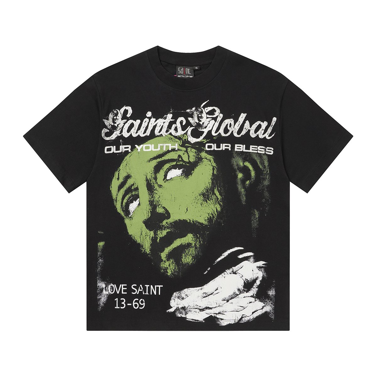 SAINT Black Graphic Short-Sleeve T-Shirt — hero
