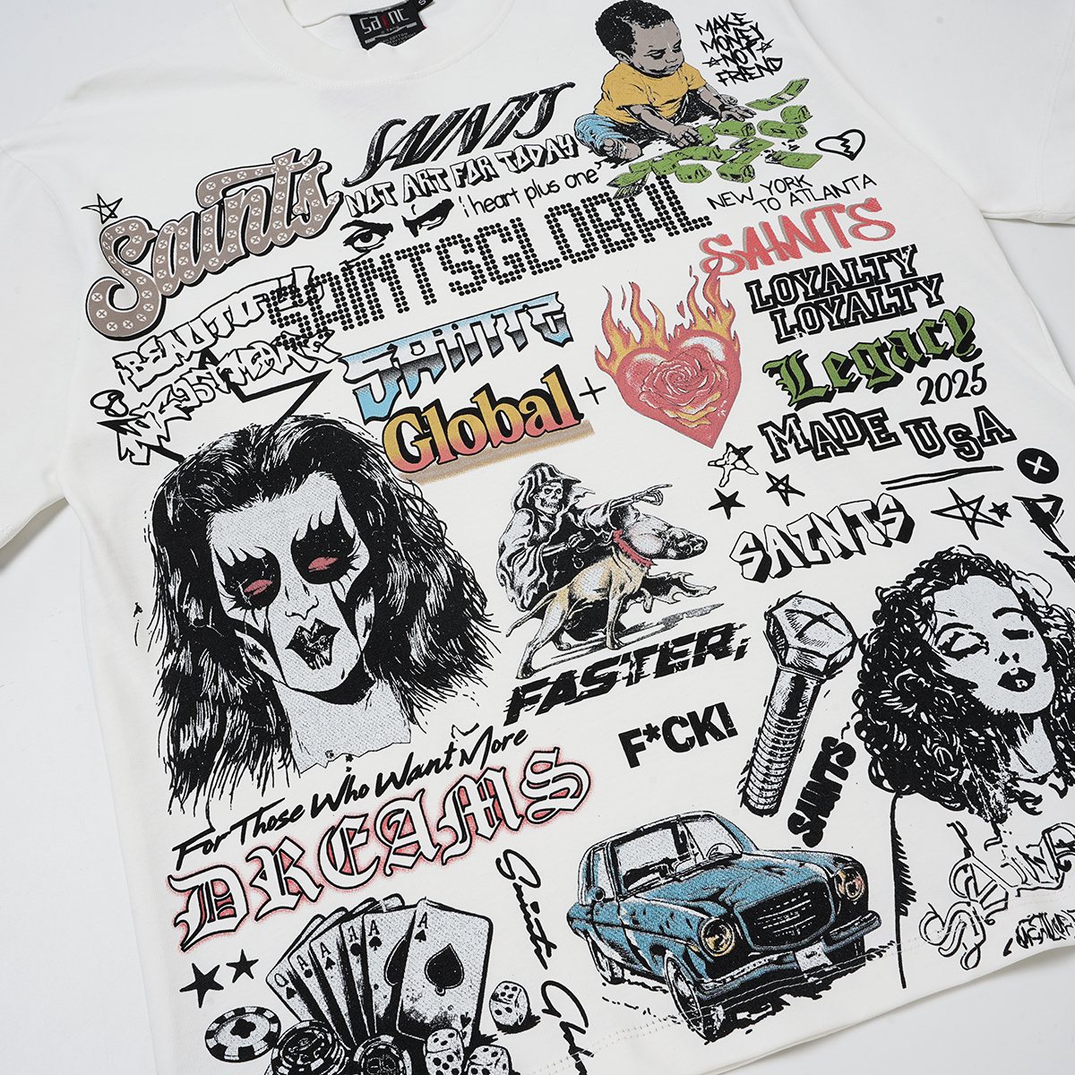 SAINT White Collage Graphic Short-Sleeve T-Shirt — detail