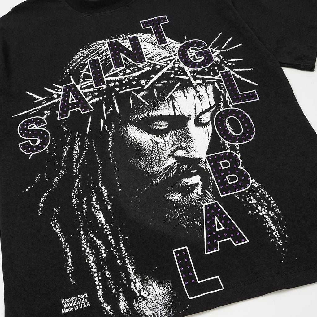 SAINT Rhinestone Graphic Short-Sleeve T-Shirt — detail