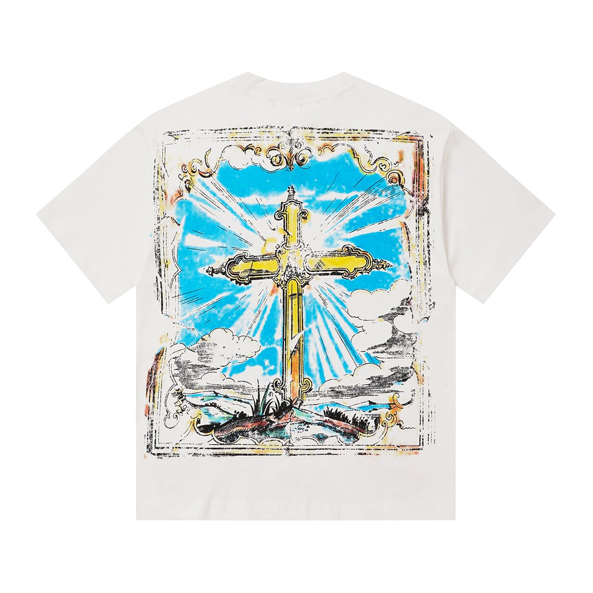 SAINT Portrait & Cross Graphic Short-Sleeve T-Shirt — back