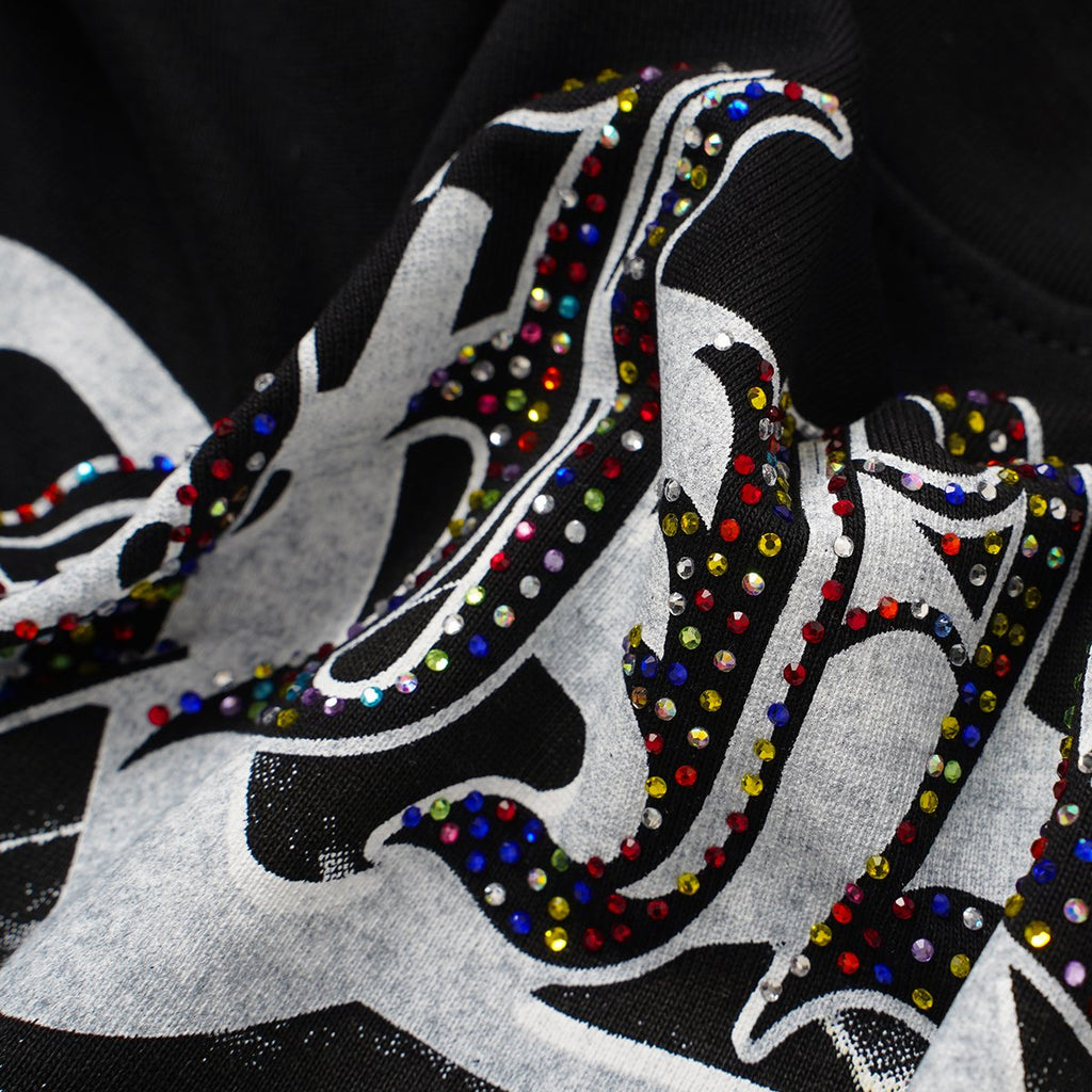 SAINT Black Rhinestone Graphic T-Shirt — detail