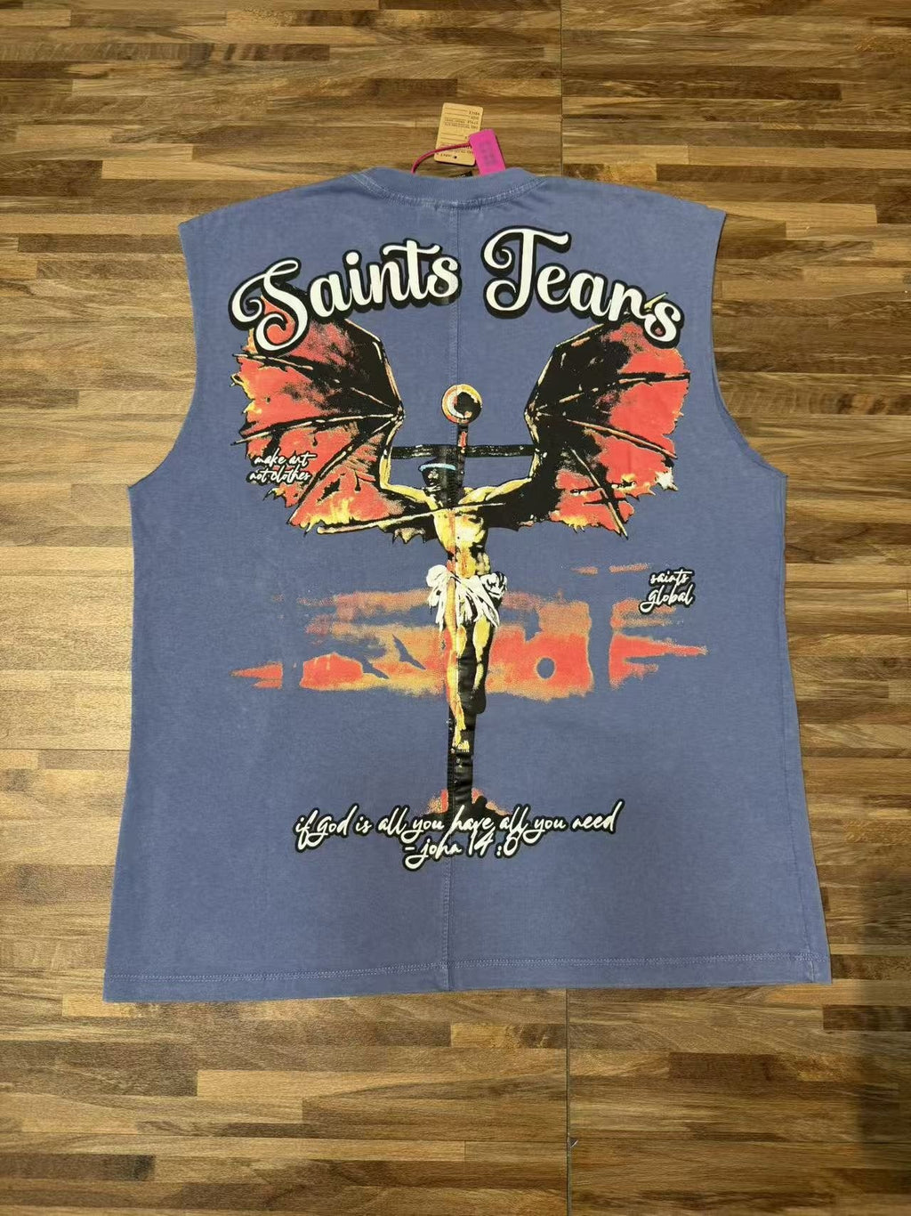 SAINT Tears & Crucifix Graphic Sleeveless T-Shirt — back