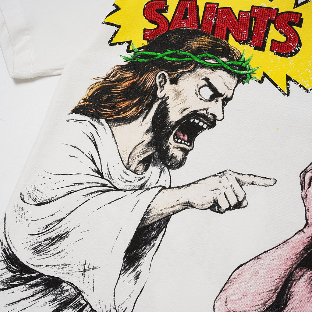 SAINT P53 Rhinestone Graphic T-Shirt — detail