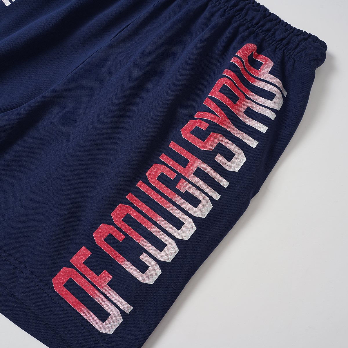 THAT'S A AWFUL LOT OF COUGH SYRUP Navy Graphic Shorts — detail