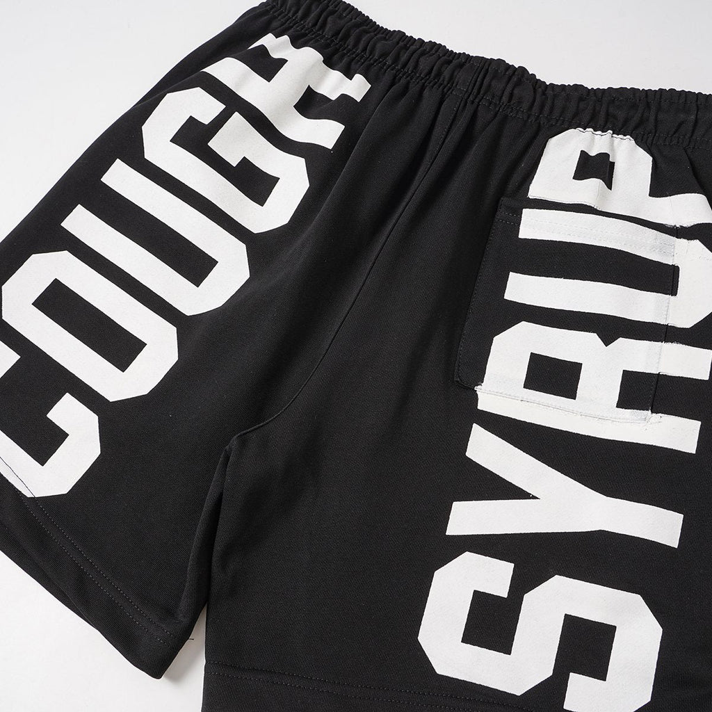 THAT'S A AWFUL LOT OF COUGH SYRUP Black Graphic Shorts — detail