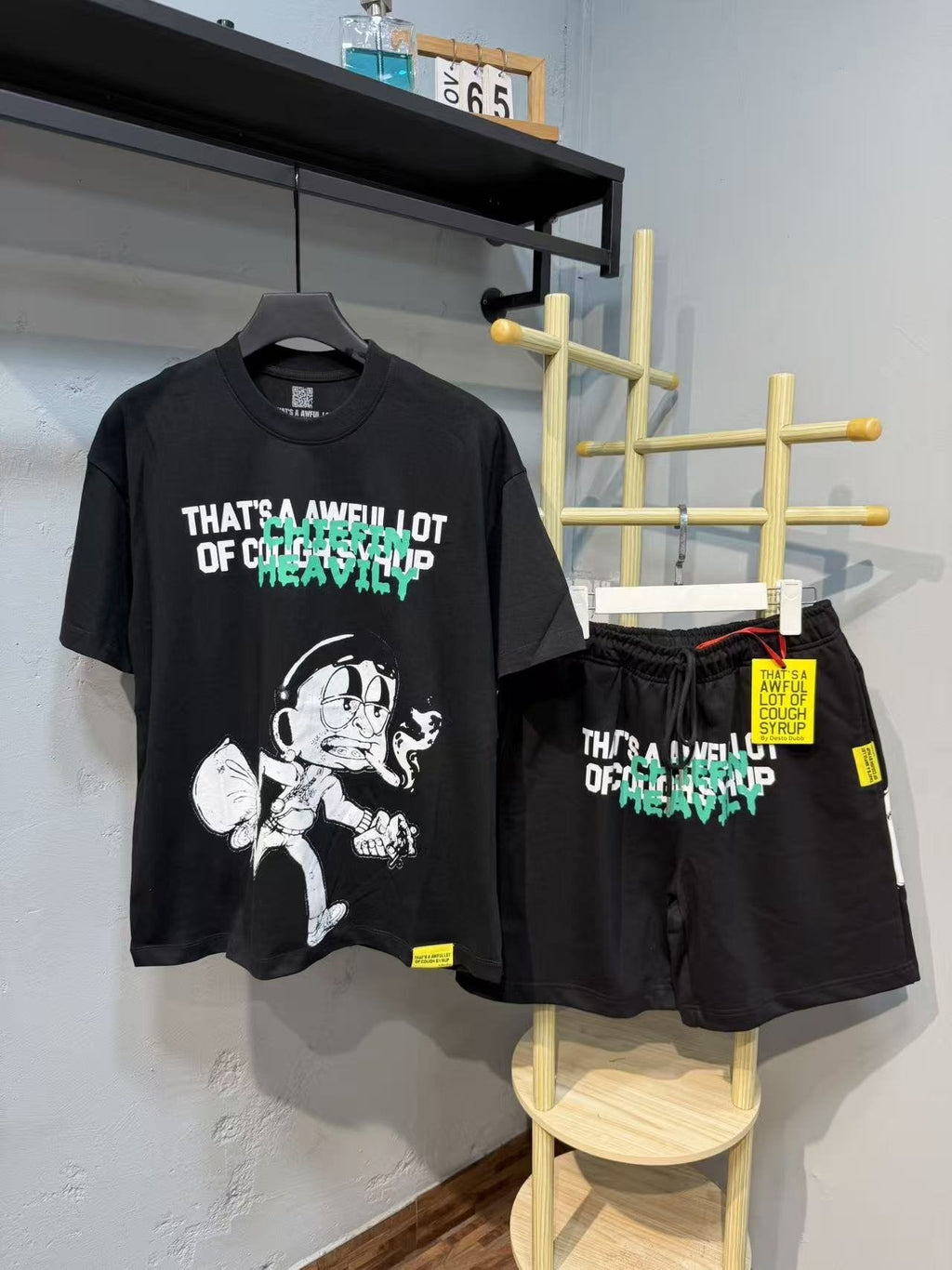 THAT'S A AWFUL LOT OF COUGH SYRUP Graphic Short-Sleeve Set — front