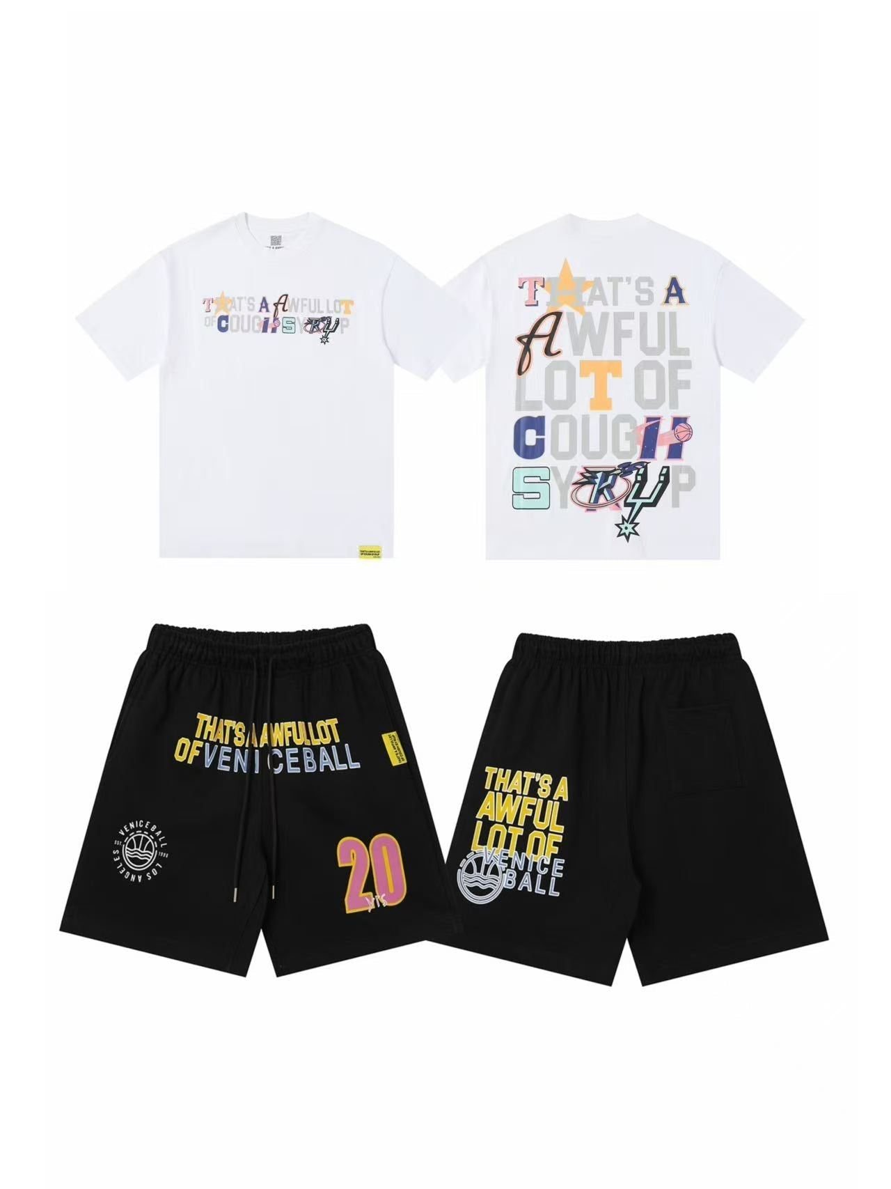 THAT'S A AWFUL LOT OF COUGH SYRUP Text Logo Short-Sleeve Set — front