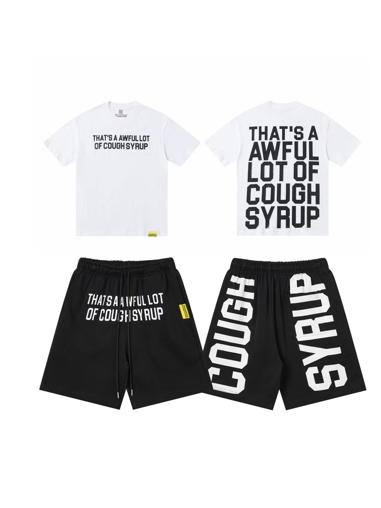 THAT'S A AWFUL LOT OF COUGH SYRUP Bold Wordmark Short-Sleeve Set — front