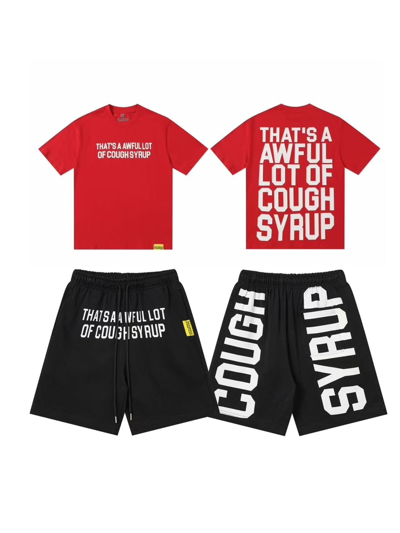 THAT'S A AWFUL LOT OF COUGH SYRUP Bold Wordmark Short-Sleeve Set — front