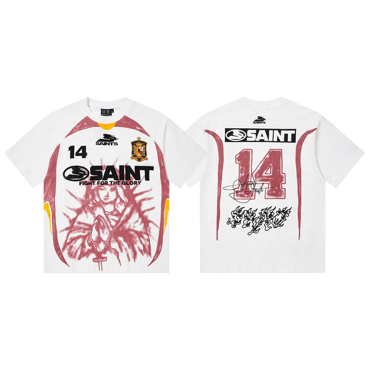 SAINT Rhinestone Number Graphic T-Shirt — front