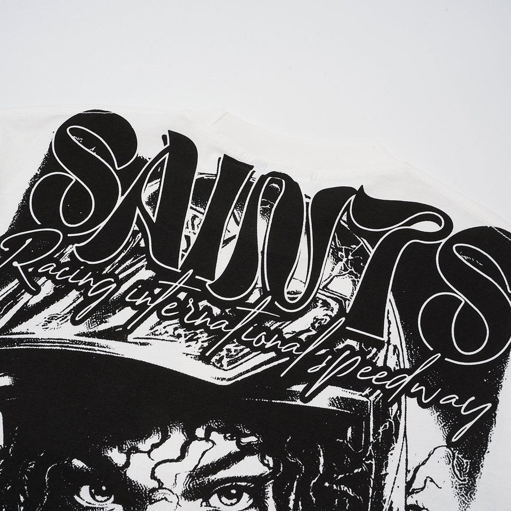 SAINT Racing Portrait Rhinestone Short-Sleeve T-Shirt — detail