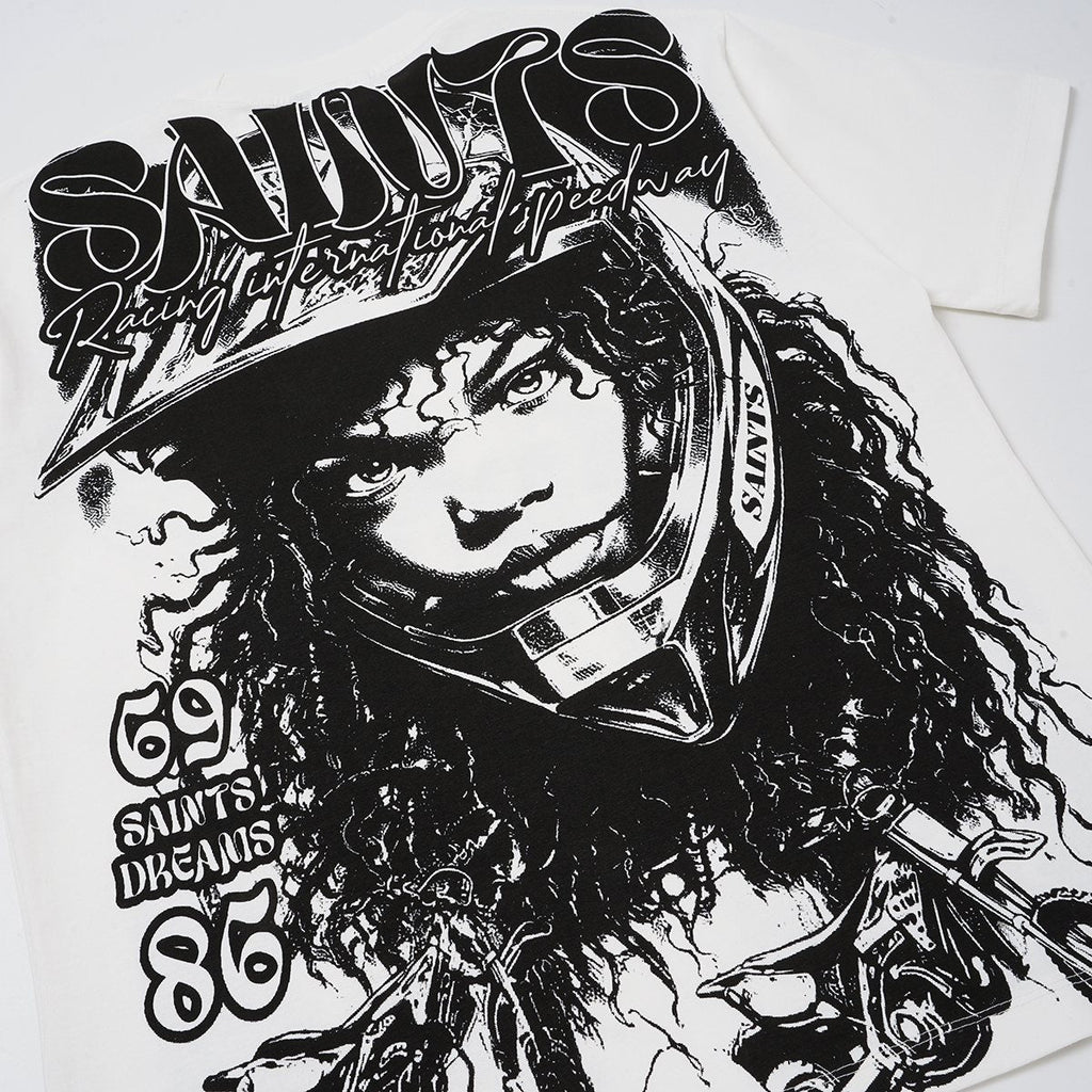 SAINT Racing Portrait Rhinestone Short-Sleeve T-Shirt — detail