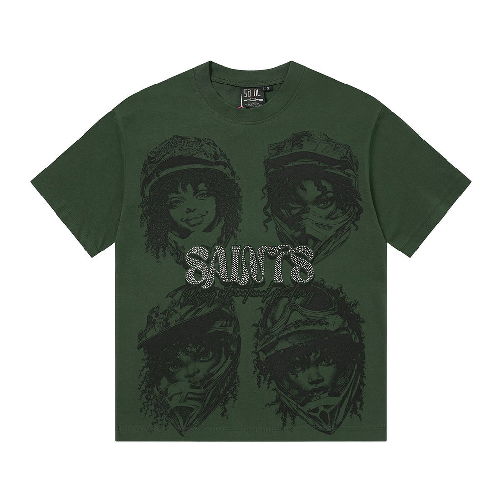 SAINT Racing Portrait Rhinestone Short-Sleeve T-Shirt — hero