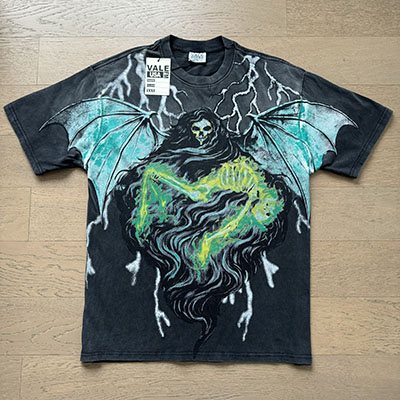 VALE USA Grim Reaper Graphic T-Shirt - Charcoal Black — front