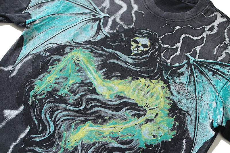VALE USA Grim Reaper Graphic T-Shirt - Charcoal Black — detail