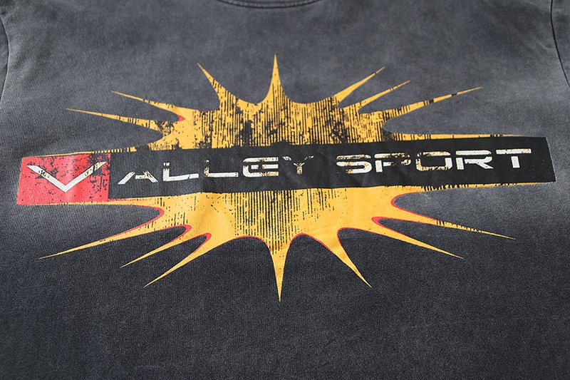 VALE USA Washed Charcoal Sport Crest Graphic T-Shirt — detail