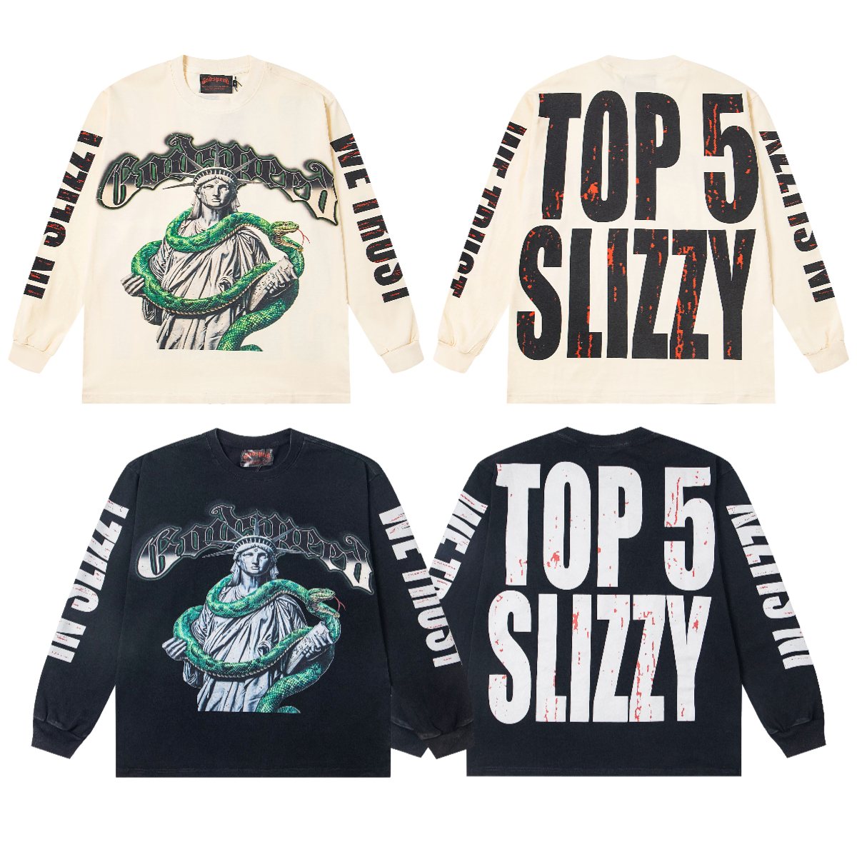Godspeed Top 5 Slizzy Statue Snake Long-Sleeve T-Shirt — comparison