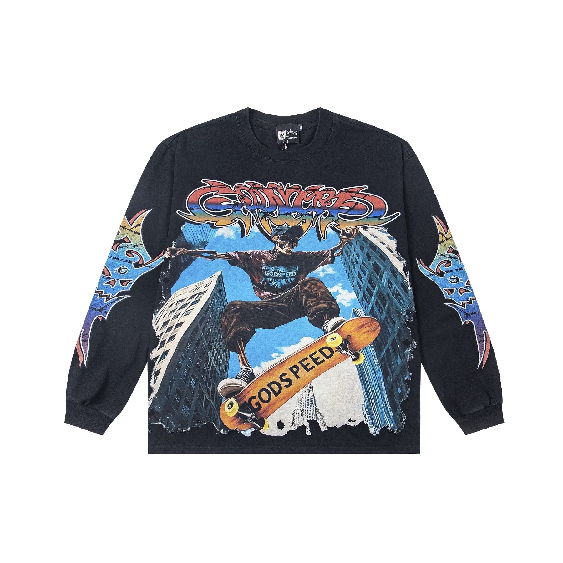 Godspeed White Ink Graphic Long-Sleeve T-Shirt — front
