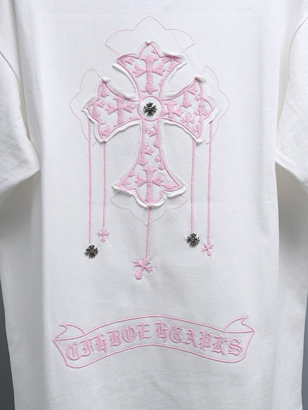 Chrome Hearts Pink Cross Graphic T-Shirt — detail