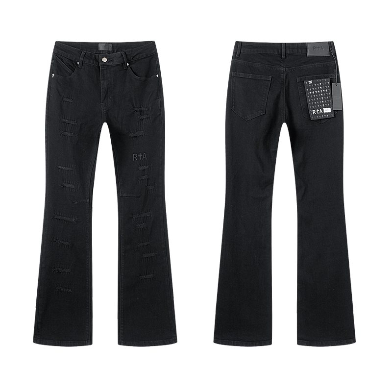 RTA Black Distressed Flared Jeans — hero