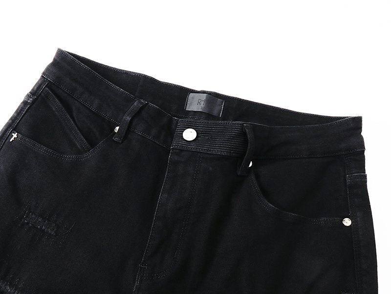 RTA Black Distressed Flared Jeans — detail