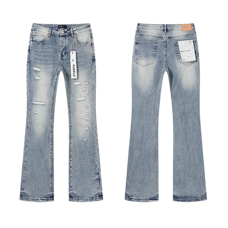 Purple Brand Light Blue Distressed Flare Jeans — hero