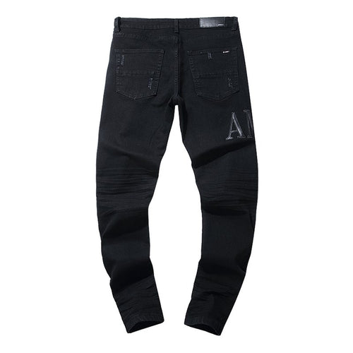 AMIRI Black Distressed Lettering Jeans — back