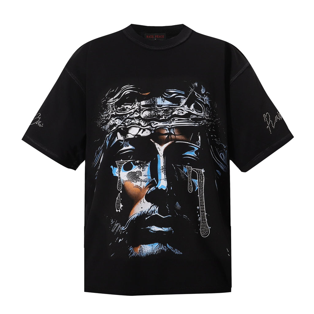 RARE PEACE God's Tear Rhinestone Graphic T-Shirt — hero