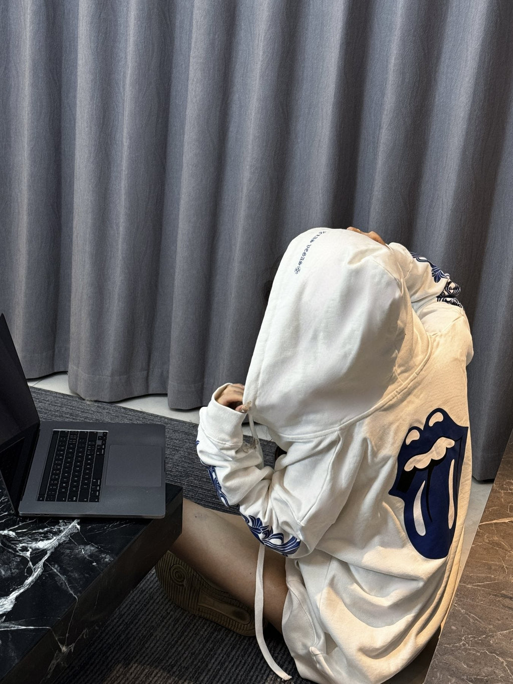 Chrome Hearts Blue Sleeve Graphic Zip Hoodie — context