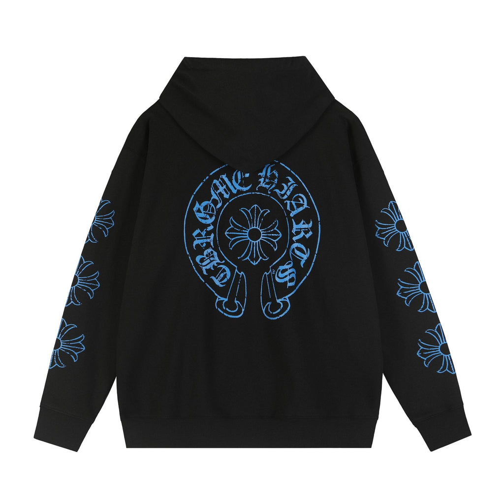 Chrome Hearts Blue Sanskrit Cross Zip Hoodie — back
