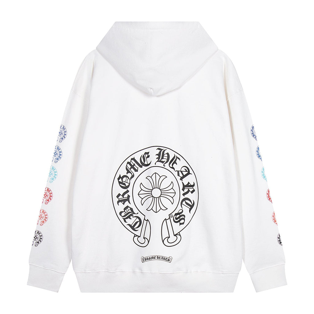 Chrome Hearts Rainbow Horseshoe Graphic Zip-Up Hoodie — back