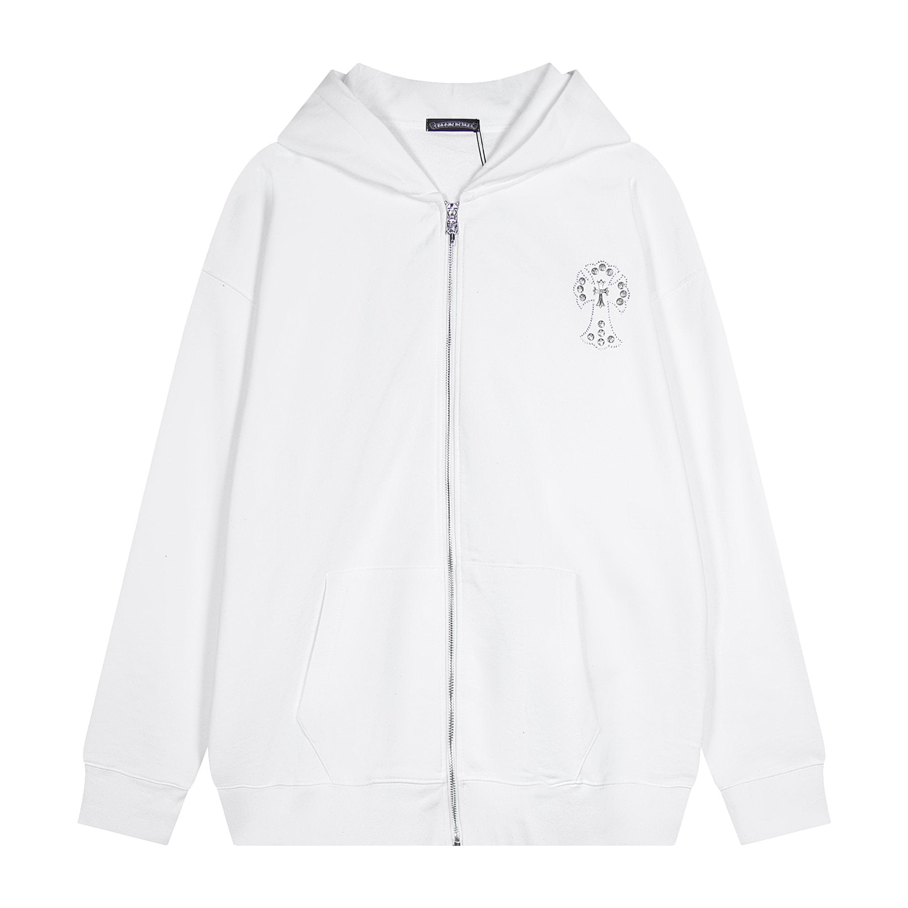 Chrome Hearts Floral Cross Graphic Full-Zip Hoodie — front