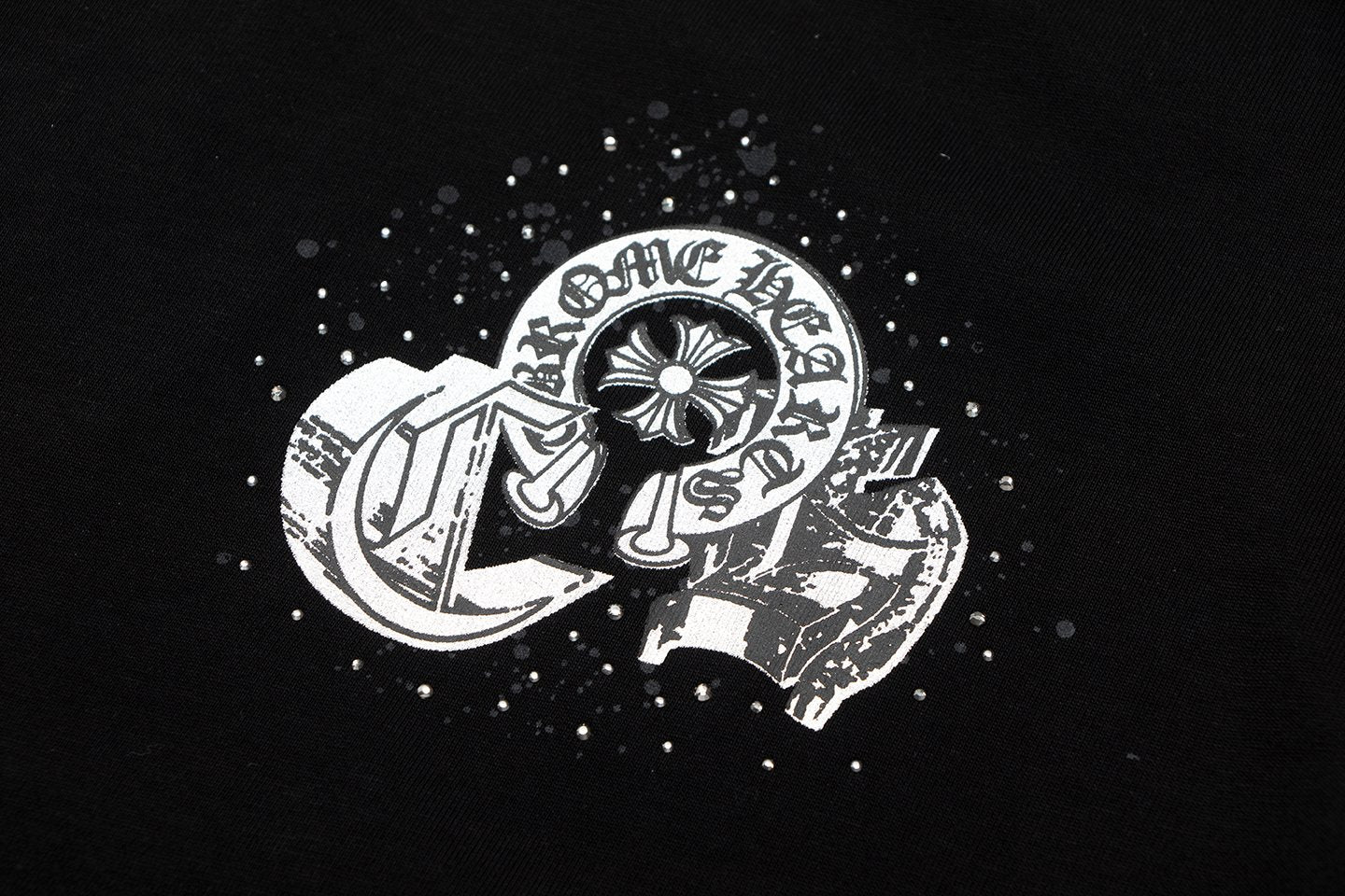 Chrome Hearts Splatter Rhinestone Graphic T-Shirt — detail