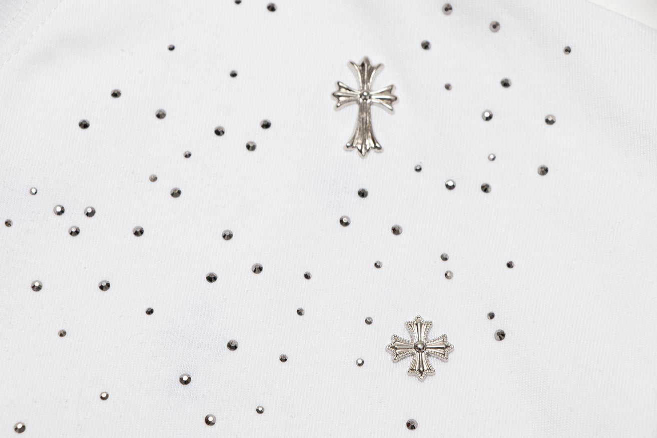 Chrome Hearts Rhinestone Cross Embellished T-Shirt — detail