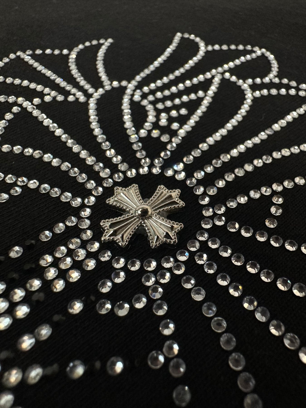 Chrome Hearts Firework Rhinestone Cross Graphic T-Shirt — detail