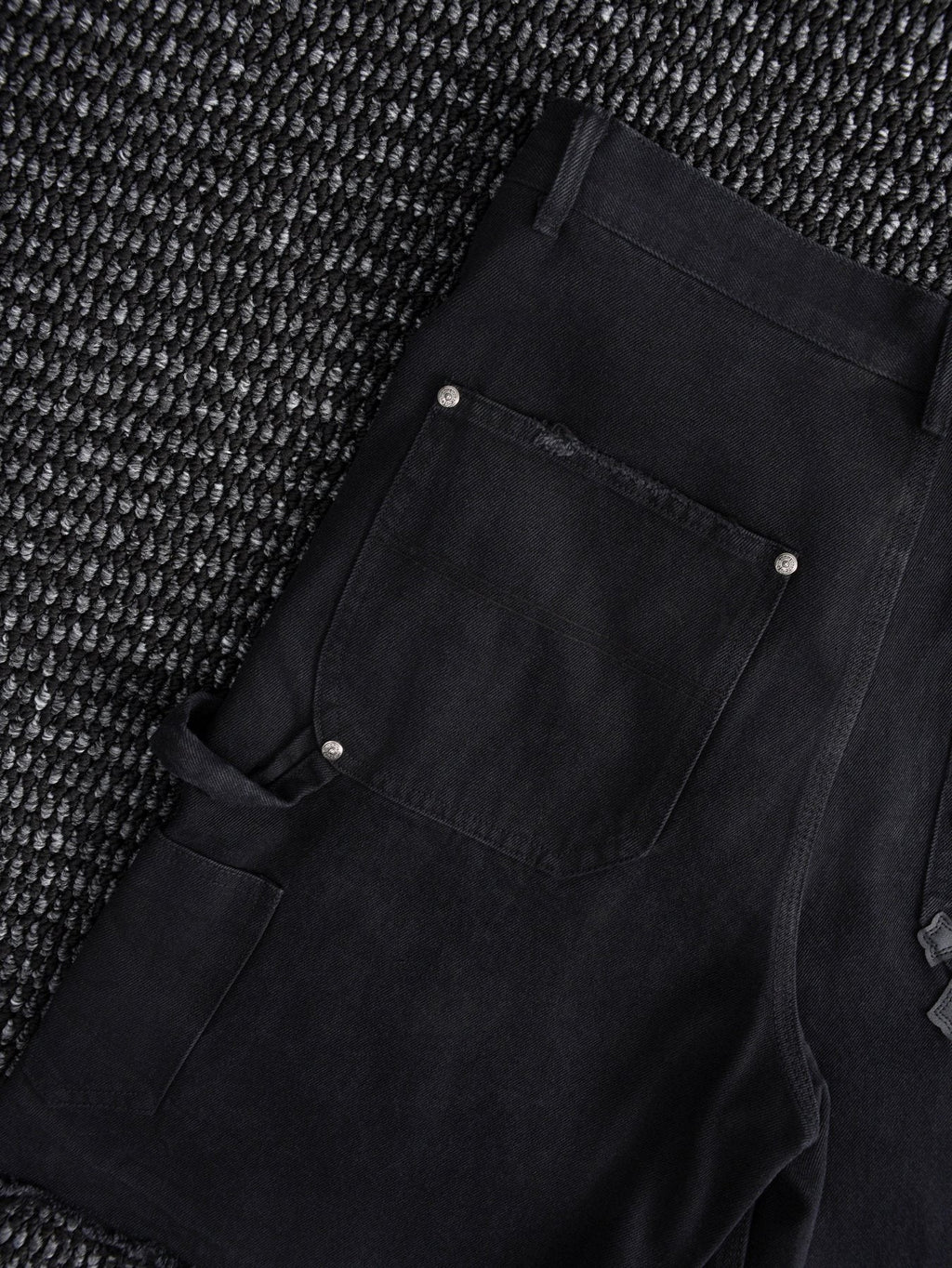 Chrome Hearts Black Graphic Appliqué Denim Cargo Shorts — detail