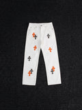 Chrome Hearts Cross Patch White Jeans — hero