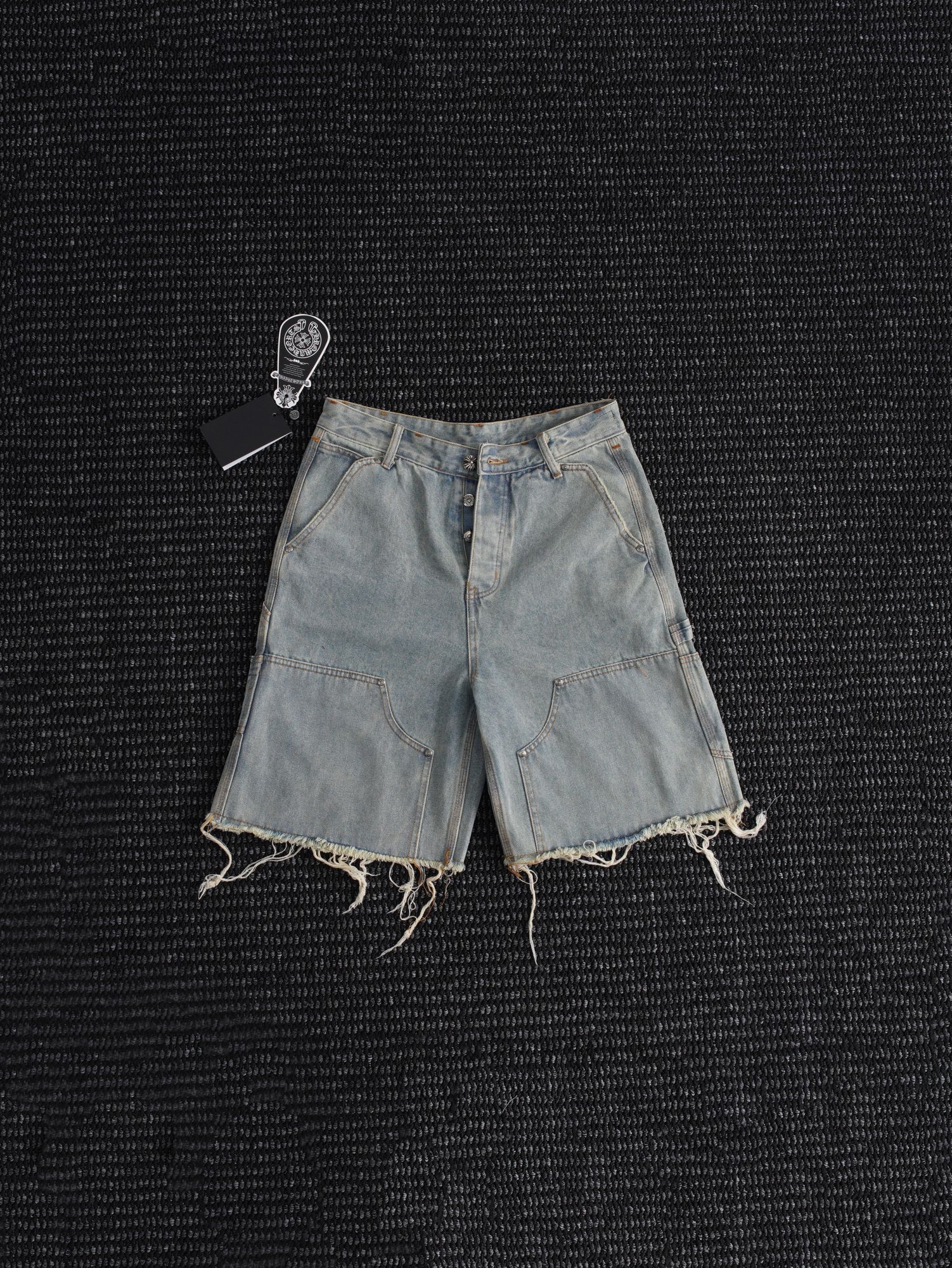 Chrome Hearts Light Blue Washed Denim Shorts — hero